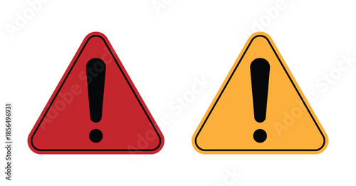 Warning Signs with Exclamation Marks - Red and Yellow Triangles