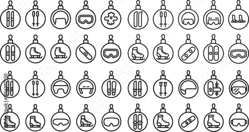 Christmas tree ornaments with winter sports icons