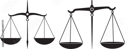 Scales of justice icons for balance and law