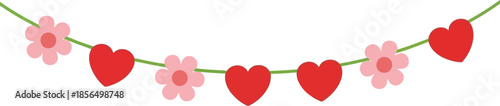Colorful Floral Heart Garland Vector for Festive Celebrations