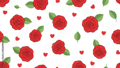 Romantic Red Roses Pattern Vector for Celebrations and Decor