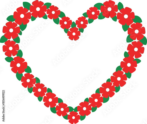 Red Flower Heart Vector Design for Love and Romance Themes