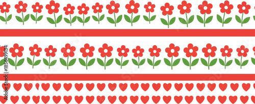 Colorful Floral Hearts Pattern Vector for Creative Design