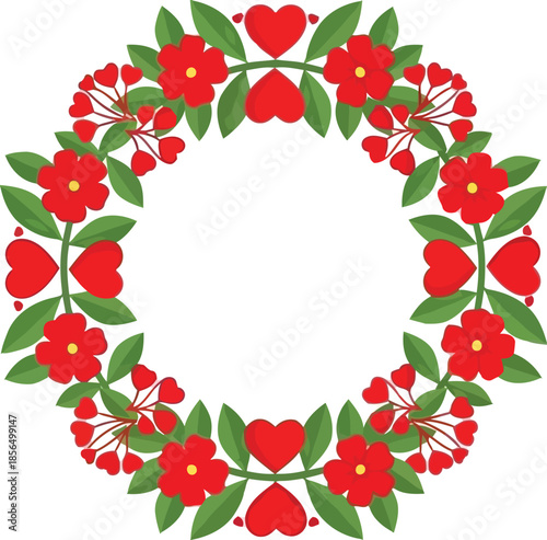 Vibrant Floral Heart Wreath Vector for Romantic Designs