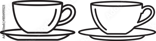 Two outline coffee cups and saucers icons