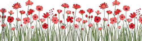 Vibrant Flower Field Illustration Vector