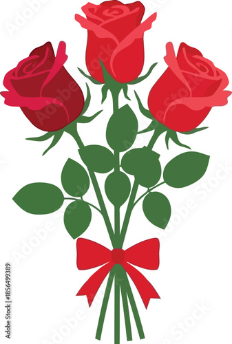 Elegant Red Roses Bouquet Vector for Romantic Occasions