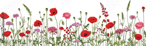 Colorful Wildflower Field Vector for Spring Decor