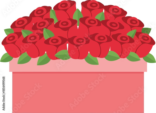 Red Roses in Box Vector for Romantic Occasions and Gifts