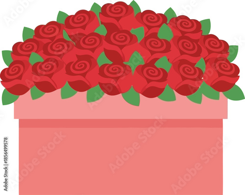 Beautiful Floral Rose Bouquet Box Vector for Celebrations