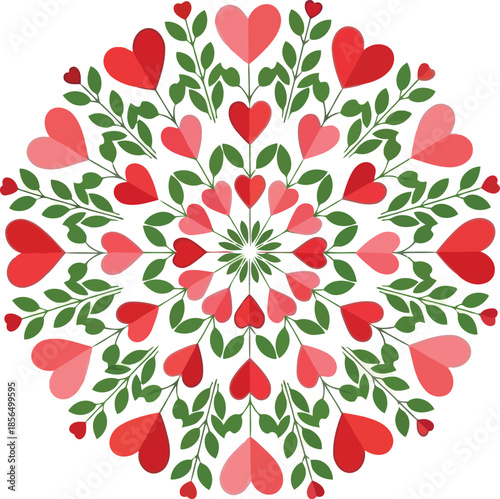 Floral Hearts Mandala Vector for Romantic Designs