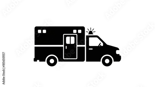 Ambulance responding to emergency on city street, illustration view