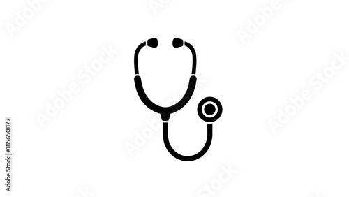 A stethoscope illustration on a plain white background viewed from directly above