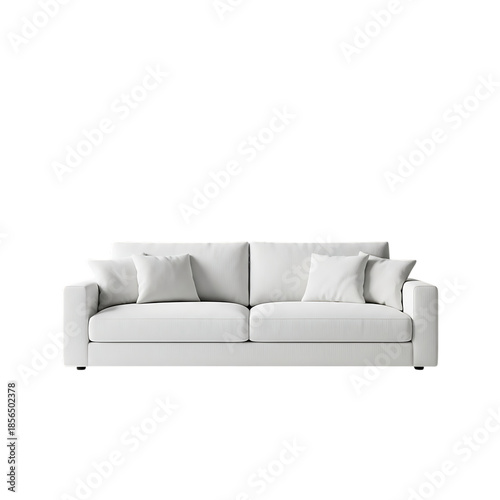 Sofa white modern furniture on transparent background