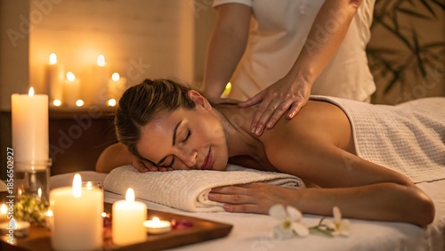 Spa massage therapy with relaxing back treatment perfect for stress relief and rejuvenation.
