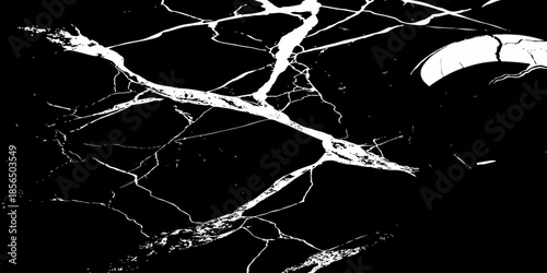 Abstract black marble texture with natural white lightning-like veins, cracked stone pattern, high contrast dark background, luxury surface design ideal for modern interiors, wallpaper, and background
