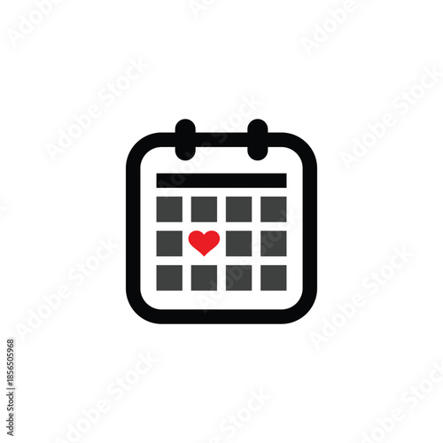 Calendar icon logo, diary symbol, contains schedule, date, agenda, event, month, and week icons. Black and white vector design.