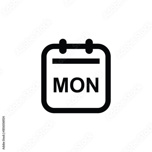 Calendar icon logo, diary symbol, contains schedule, date, agenda, event, month, and week icons. Black and white vector design.