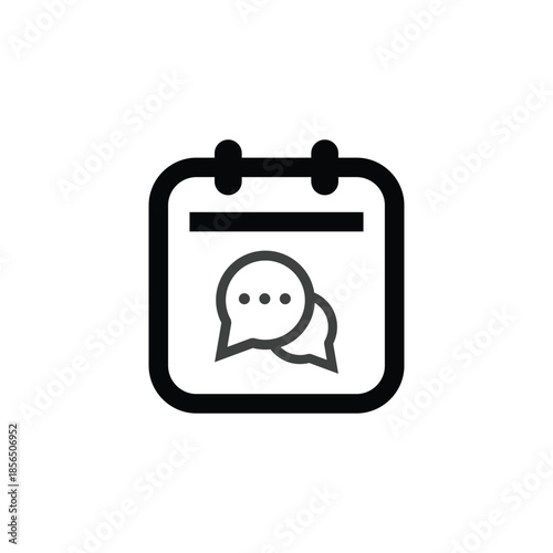 Calendar icon logo, diary symbol, contains schedule, date, agenda, event, month, and week icons. Black and white vector design.