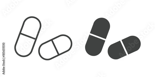 Capsules icon in flat vector style, medicine and pharmaceutical symbol, pill illustration for healthcare apps, pharmacy design