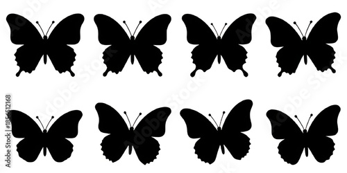 A comprehensive set of butterfly silhouettes and nature-inspired insect vector illustrations featuring colorful wings and black art patterns for summer tattoo designs and elegant animal decorations