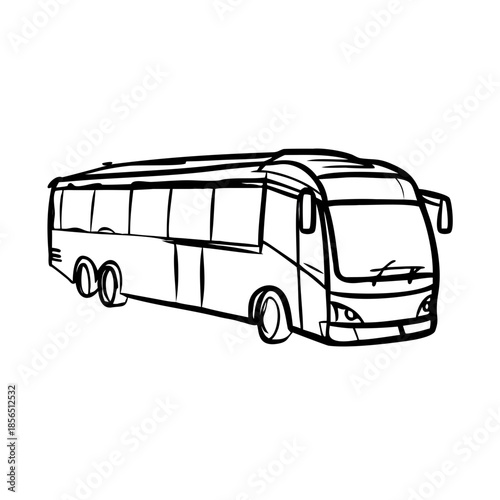 Simple bus sketch illustrating passenger transportation vehicle in outline style. Hand drawn bus sketch features clean lines and basic design elements. Ideal bus sketch for design projects.