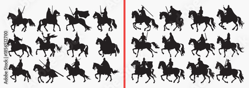 horse rider silhouettes, cowboy western clipart, horseback riding figures, equestrian action poses, ranch lifestyle art, black white horse clipart, printable riding silhouettes, western scene pack, ho