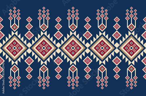 Geometric ethnic Navajo seamless abstract pattern. Native American ethnic repeat vector illustration. For background , wallpaper, clothing, decorative, textile, texture, ornament, wrapping, batik
