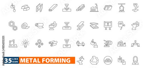 metal forming outline icon set