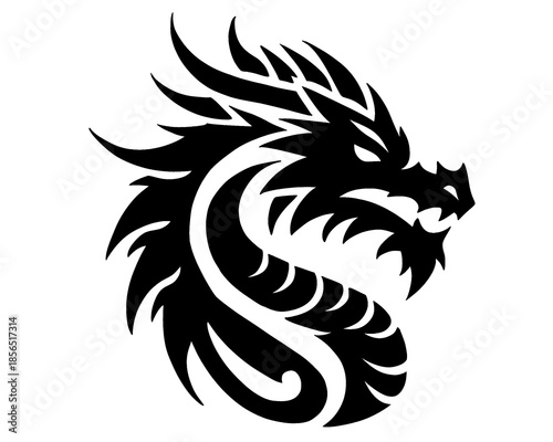 Wallpaper Mural cool dragon head tattoo, icon isolated on white background
 Torontodigital.ca
