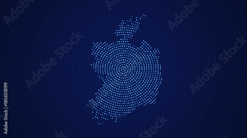 Ireland Digital Map with Dotted Flicker and Scale Reveal Animation
