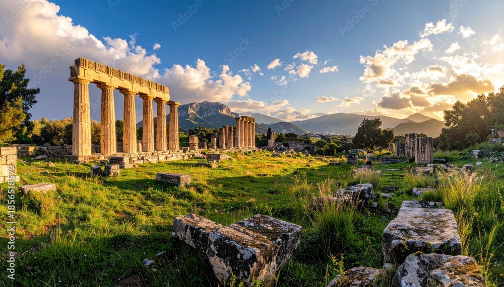 Fototapeta premium Ancient Ruins of Magnesia ad Maeandrum in Turkey at Sunset.