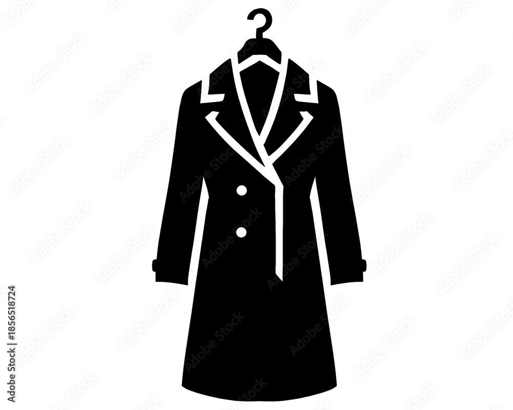 Naklejka premium black and white winter coat icon, vector illustration