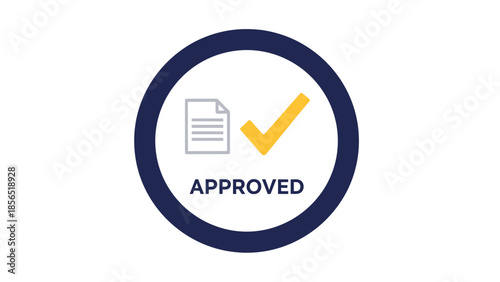 Standard approved document icon with a checkmark for business compliance and official verification.