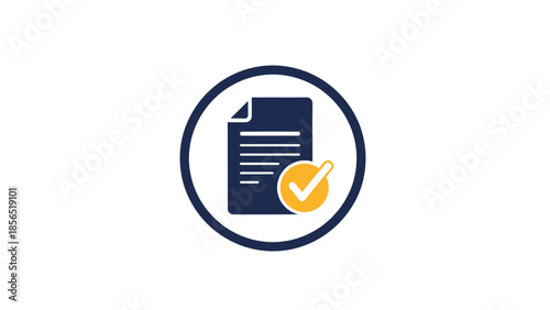 Verified file icon with a checkmark in a circle for document management and security system.