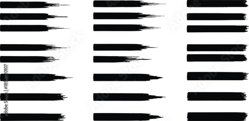 Set of black and white pens arranged as simple writing tools for school office and design use