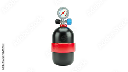 Scuba Tank with Pressure Gauge Isolated on White