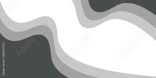 Elegant abstract vector background featuring smooth, flowing gray waves with a gradient effect on a silver metallic background. Ideal for use in web design, presentations, and print materials.