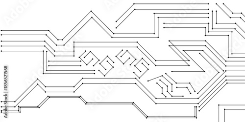 Black and white circuit board abstract futuristic hi-tech electronics digital circuit board technology of modern abstract concepts, seamless circuit board technology texture design background.