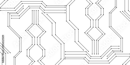 Black and white circuit board abstract futuristic hi-tech electronics digital circuit board technology of modern abstract concepts, seamless circuit board technology texture design background.