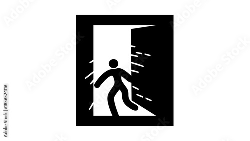 exit from building sign, black isolated silhouette