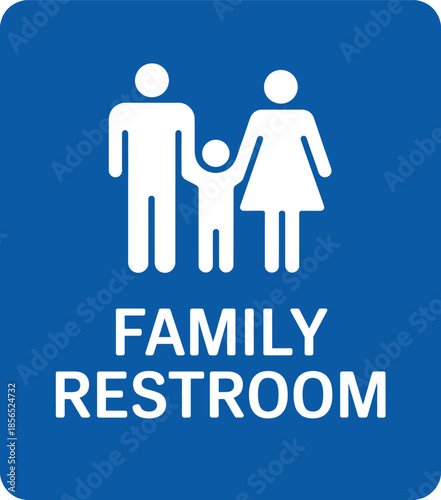 Family restroom sign icon, unisex bathroom symbol for parents and children, public facility accessible restroom illustration