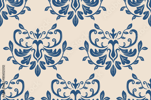Damask seamless repeat element pattern. Beautiful luxury vintage floral damask vector illustration. Design for wallpaper, decorative, texture, textile, ornament, wrapping, shirts, clothing