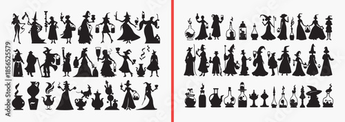 medieval people silhouettes vector, royal character clipart, king queen svg, historical illustration, ancient people graphics, black royal silhouettes, medieval vector art, historical costume poses, r