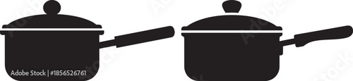 Two saucepan cooking pots silhouette set