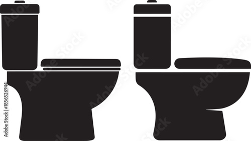 Two black toilet silhouettes side by side