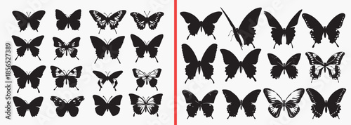 butterfly silhouette vector, flying butterfly clipart, insect silhouette svg, nature butterfly illustration, decorative butterfly shadows, spring insect design, butterfly pose collection, garden insec