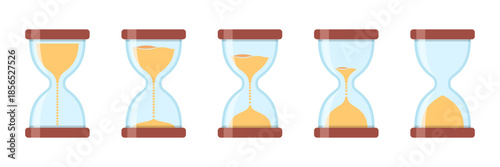 Hourglass icon in flat style. Sandglass vector illustration on isolated background. Sand clock sign business concept.
