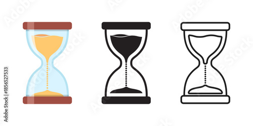 Hourglass icon in flat style. Sandglass vector illustration on isolated background. Sand clock sign business concept.
