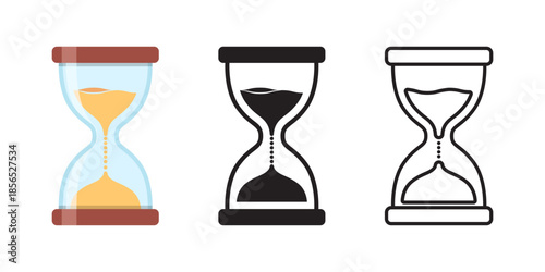 Hourglass icon in flat style. Sandglass vector illustration on isolated background. Sand clock sign business concept.
